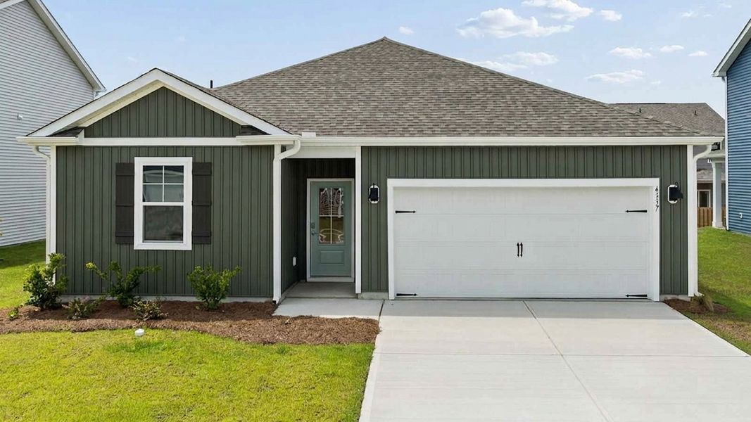 Front exterior of a new home in Bella Point, Bolivia, NC, highlighting curb appeal (Image 1). Front exterior of a new home in Bella Point, Bolivia, NC, highlighting curb appeal (Image 1).