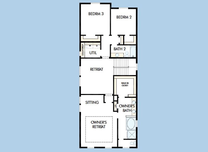 2D floor plan layout for the The Enterprise by David Weekley Homes in Two Step Farm 35', Montgomery, TX (Image 4). 2D floor plan layout for the The Enterprise by David Weekley Homes in Two Step Farm 35', Montgomery, TX (Image 4).