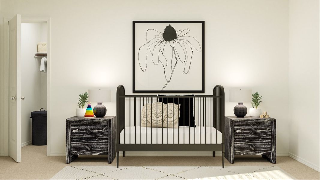 Red Oak bedroom shown as a nursery