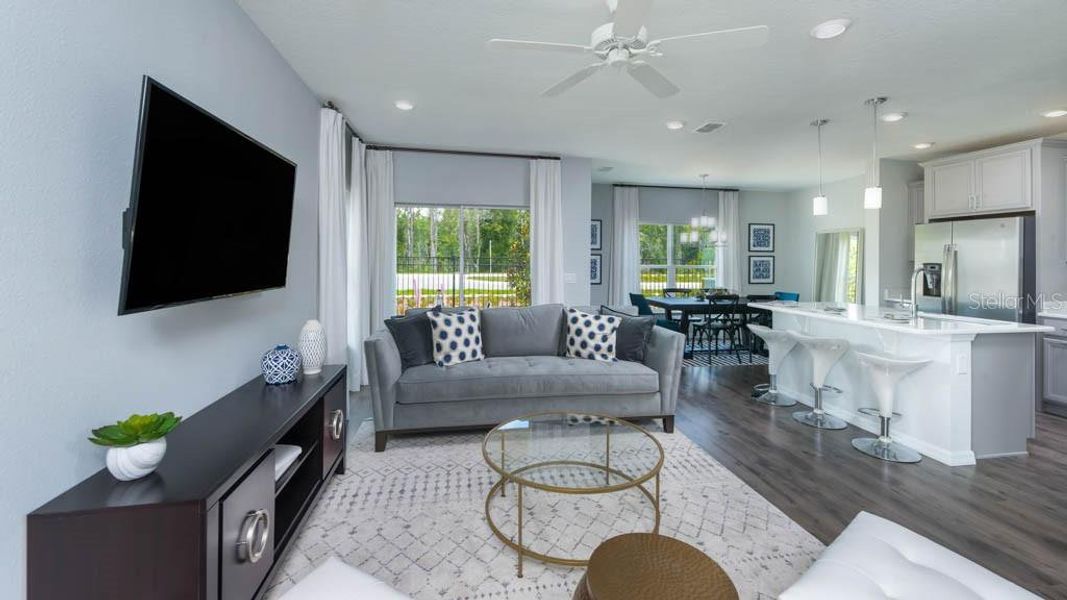 Furnished interior view inside a new home in Esplanade at Coasterra, Palmetto (Image 8). Furnished interior view inside a new home in Esplanade at Coasterra, Palmetto (Image 8).