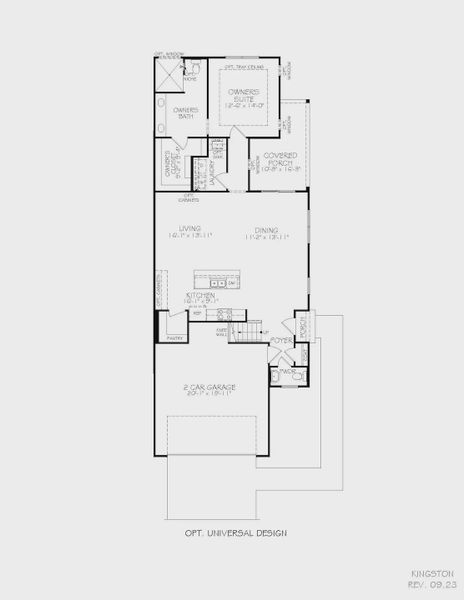 2D floor plan layout for the Kingston by Epcon Communities in The Courtyards at Oak Grove, Durham, NC (Image 5).