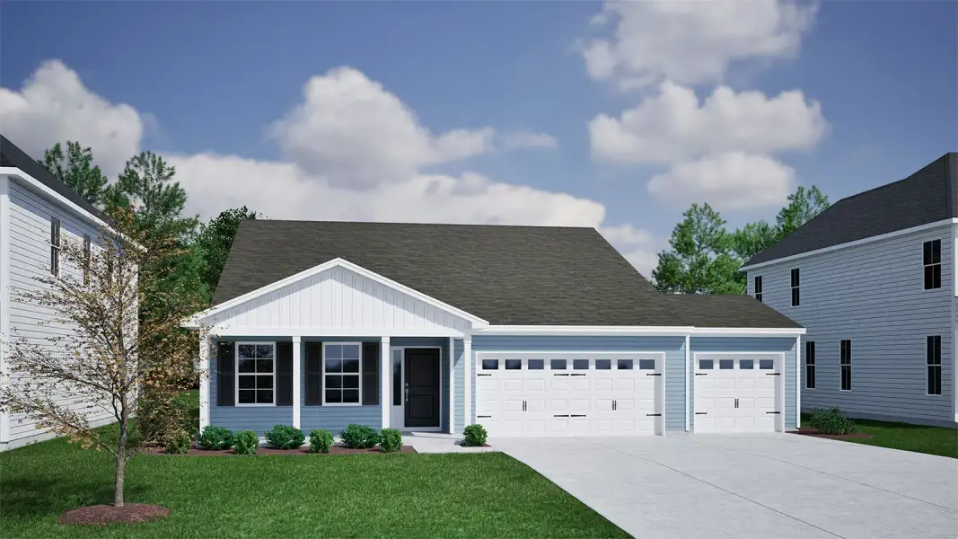 Representative exterior photo of a completed home built from the Durham II - Genesis Value Collection by Mungo Homes in Fairfield Place East and West, Chesnee, SC (Image 7).
