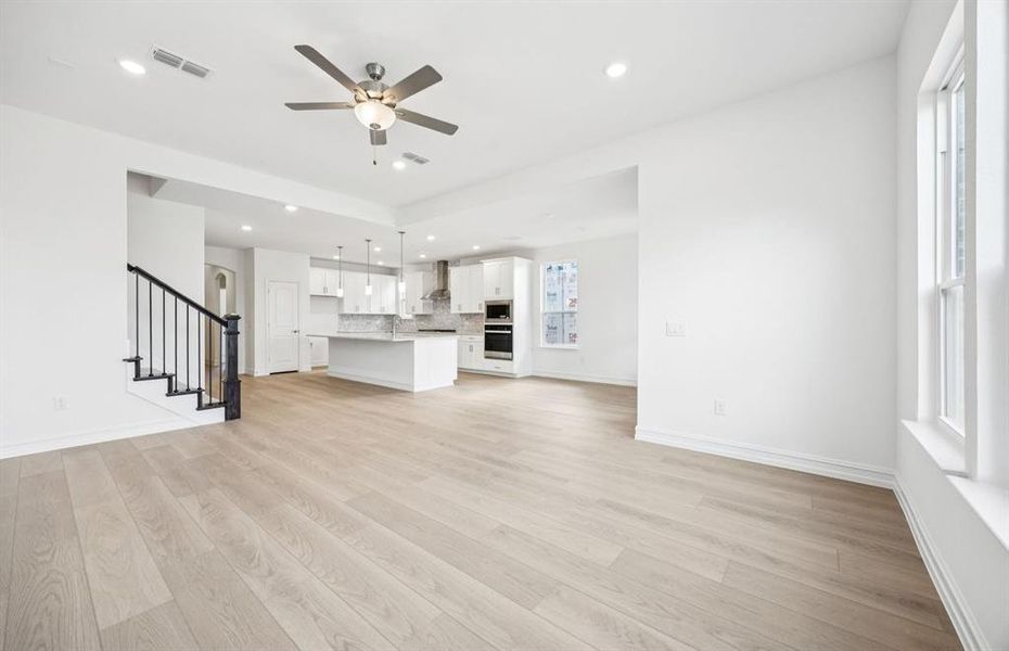 Kitchen overlooks the gathering room