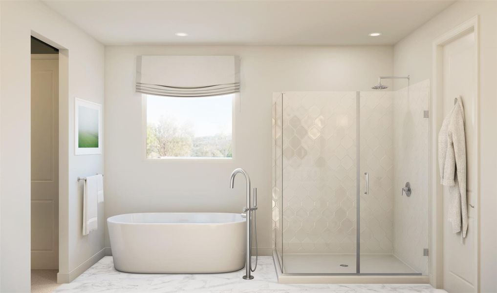 Serene primary bath (*Artist rendering used for illustration purposes only.) Serene primary bath (*Artist rendering used for illustration purposes only.)