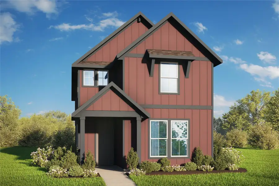 Front exterior of a new home in Spring Creek, Taylor, TX, highlighting curb appeal (Image 1). Front exterior of a new home in Spring Creek, Taylor, TX, highlighting curb appeal (Image 1).