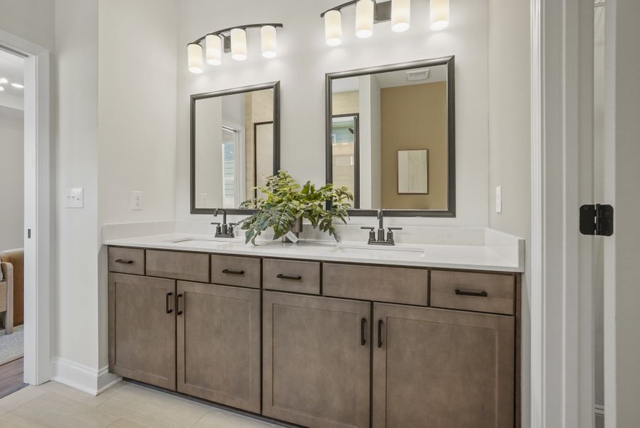 Owner's Bath with Dual Bowl Vanity and Walk-In Shower