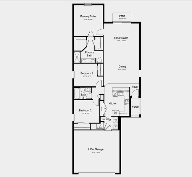2D floor plan layout for the Holly by Taylor Morrison in Waterstone, Groveland, FL (Image 3).