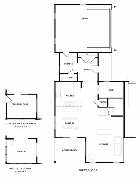 2D floor plan layout for the The Petit Syrah by New Leaf Builders in Hayes Park, Johns Island, SC (Image 6).