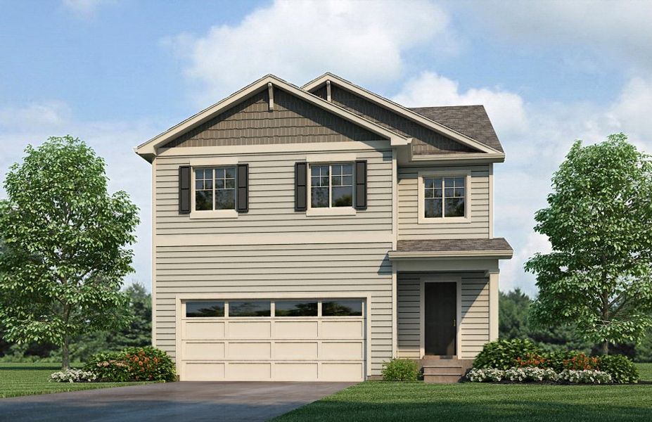 Representative exterior photo of a completed home built from the ELM by D.R. Horton in The Ridge at Lorson Ranch, Colorado Springs, CO (Image 1). Representative exterior photo of a completed home built from the ELM by D.R. Horton in The Ridge at Lorson Ranch, Colorado Springs, CO (Image 1).