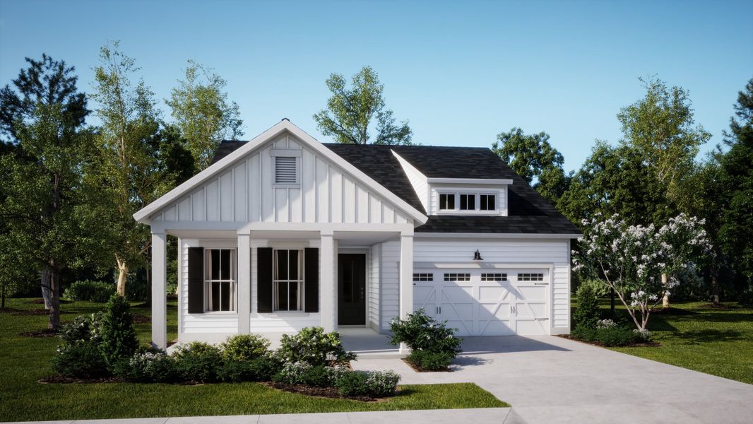 Front exterior of a new home in Carnes Crossroads: Arbor Collection, Summerville, SC, highlighting curb appeal (Image 1). Front exterior of a new home in Carnes Crossroads: Arbor Collection, Summerville, SC, highlighting curb appeal (Image 1).
