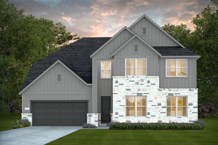 Representative exterior photo of a completed home built from the Electra by Pulte Homes in Katy Court, Katy, TX (Image 9). Representative exterior photo of a completed home built from the Electra by Pulte Homes in Katy Court, Katy, TX (Image 9).