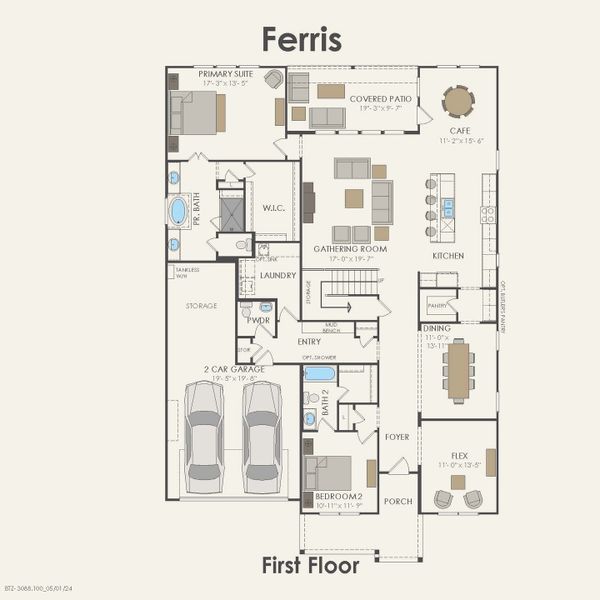 2D floor plan layout for the Ferris by Pulte Homes in Pinnacle at Legacy Hills, Celina, TX (Image 4). 2D floor plan layout for the Ferris by Pulte Homes in Pinnacle at Legacy Hills, Celina, TX (Image 4).