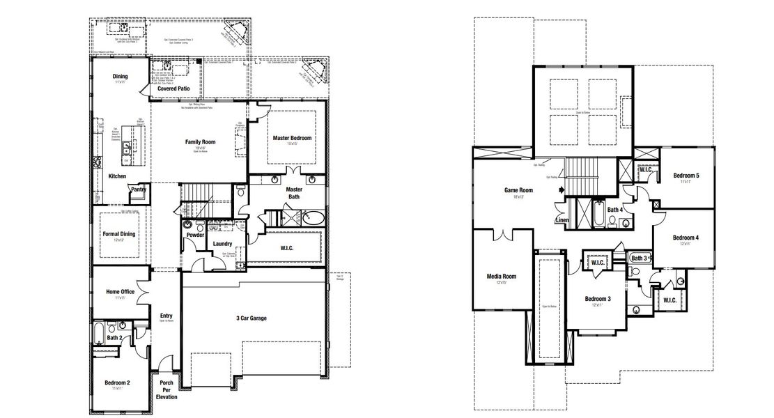2D floor plan layout for the Medina by Scott Felder Homes in East View Farms, Georgetown, TX (Image 3).