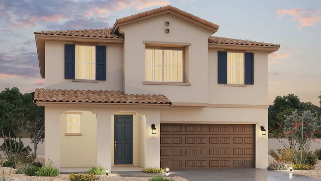 Representative exterior photo of a completed home built from the Lavender by Brightland Homes in Sienna Park, Buckeye, AZ (Image 1). Representative exterior photo of a completed home built from the Lavender by Brightland Homes in Sienna Park, Buckeye, AZ (Image 1).