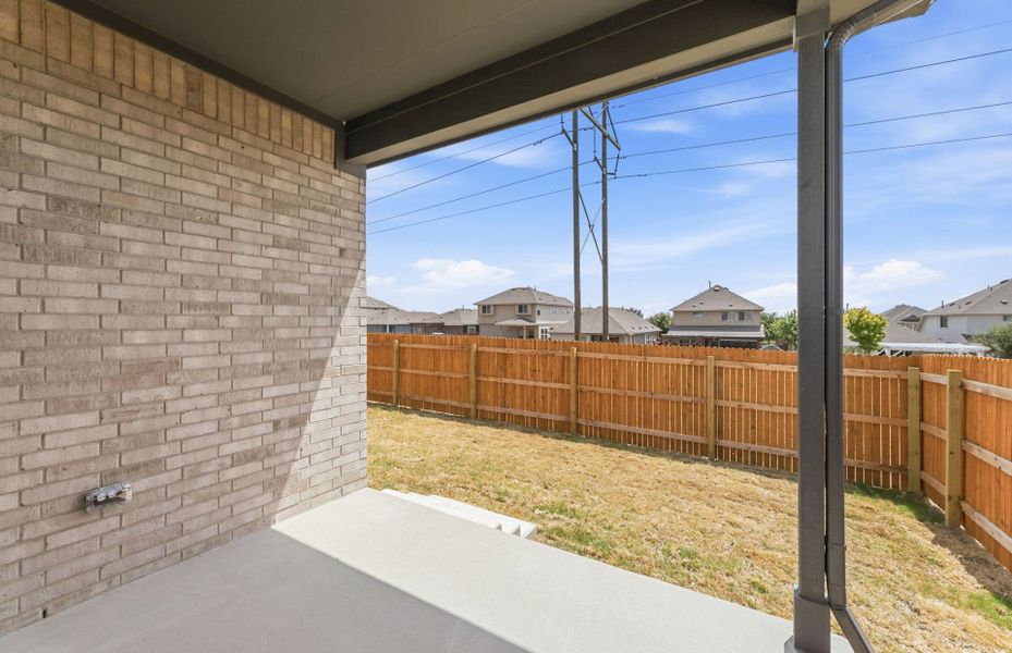 Exterior details and patio area of a home in Crosswinds, Kyle (Image 24). Exterior details and patio area of a home in Crosswinds, Kyle (Image 24).