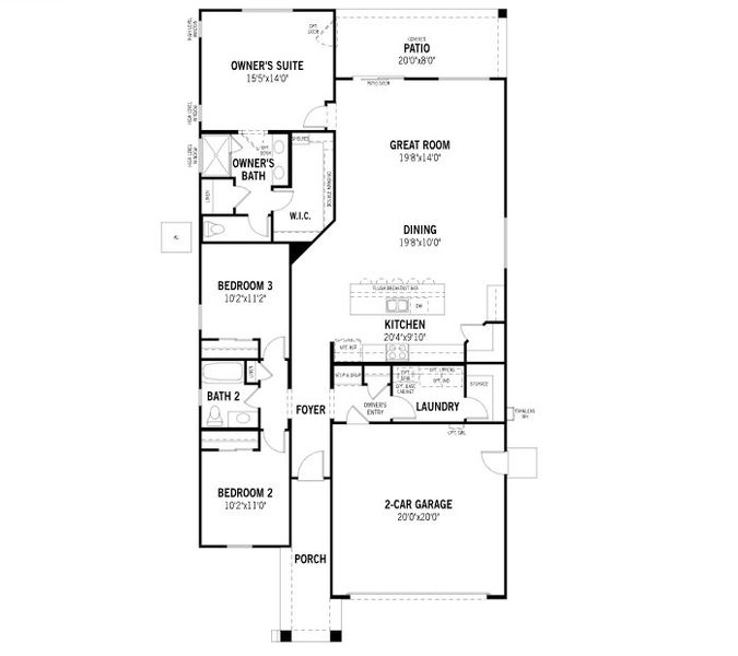 2D floor plan layout of this home in Empire Pointe, Queen Creek, AZ (Image 4).