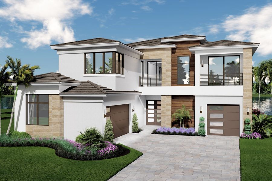 Representative exterior photo of a completed home built from the Laguna by GL Homes in Lotus Edge, Boca Raton, FL (Image 2). Representative exterior photo of a completed home built from the Laguna by GL Homes in Lotus Edge, Boca Raton, FL (Image 2).