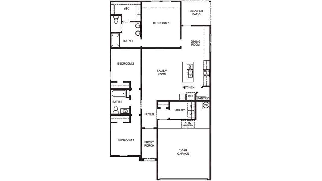 2D floor plan layout for the Baxtor by D.R. Horton in Reserve at Mallard Lakes, Orange, TX (Image 3).