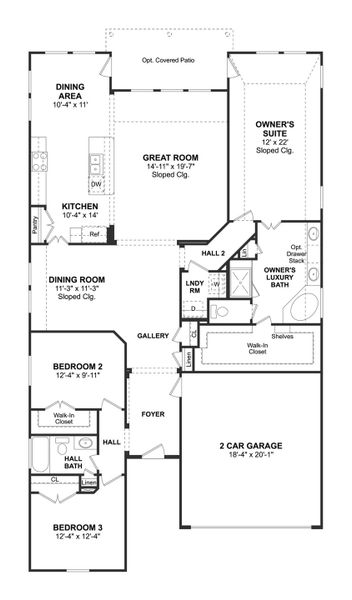 2D floor plan layout for the Blakemore II by K. Hovnanian® Homes in Oakwood Estates, Waller, TX (Image 3). 2D floor plan layout for the Blakemore II by K. Hovnanian® Homes in Oakwood Estates, Waller, TX (Image 3).