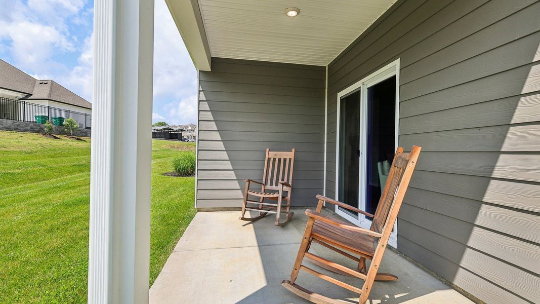 Exterior details and patio area of a home in Reserve at Hickory Ridge, Columbia (Image 24).