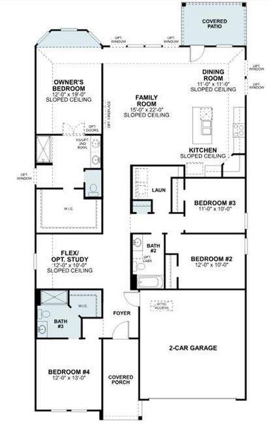 2D floor plan layout of this home in Woodstone, Providence Village, TX (Image 3).