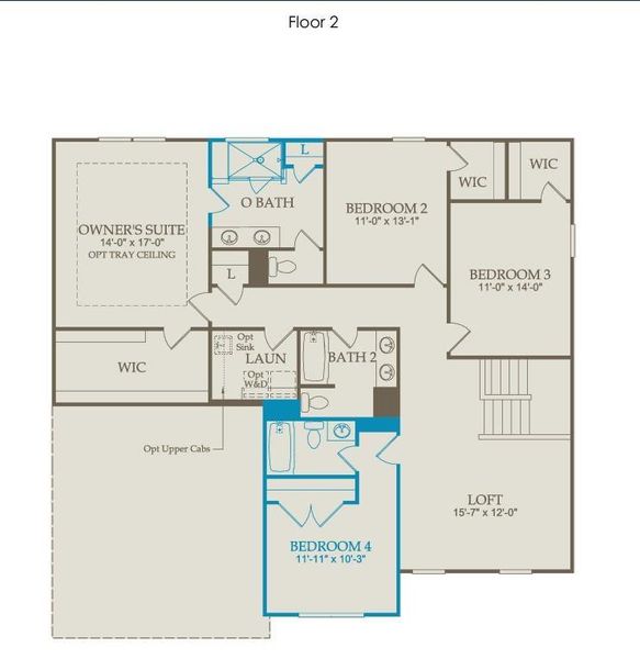 2D floor plan layout of this home in Ashworth Estates, Powder Springs, GA (Image 4).