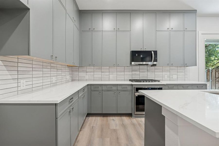 Abundant cabinet space and storage.