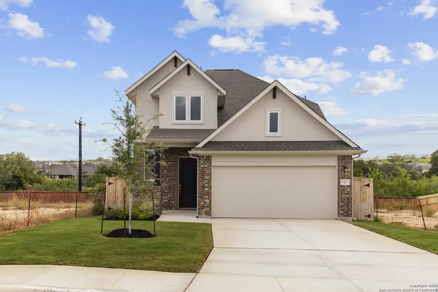 Front exterior of a new home in Ladera, San Antonio, TX, highlighting curb appeal (Image 1). Front exterior of a new home in Ladera, San Antonio, TX, highlighting curb appeal (Image 1).