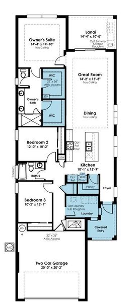 2D floor plan layout of this home in Cresswind at Lake Harris, Tavares, FL (Image 4).