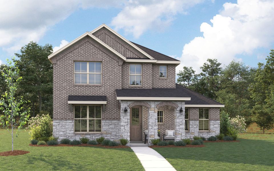 The Granbury - Old World with Stone Elevation The Granbury - Old World with Stone Elevation