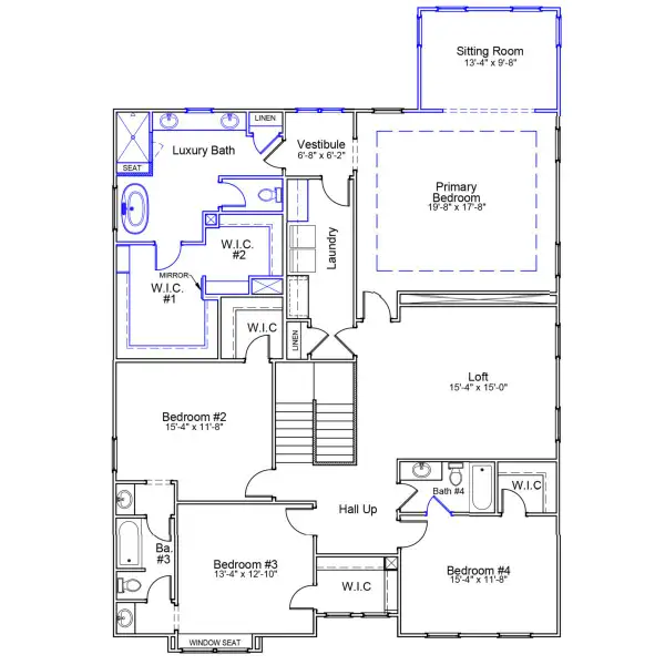 2D floor plan layout of this home in Gates at Windermere, Blythewood, SC (Image 4).