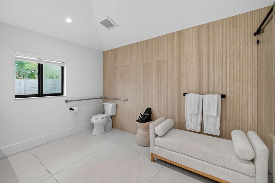 Spa like primary bathroom, also equipped for wheelchair access. Spa like primary bathroom, also equipped for wheelchair access.