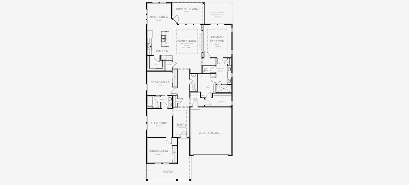 2D floor plan layout for the 2144J by Perry Homes in Hyland Trail, Green Cove Springs, FL (Image 3).