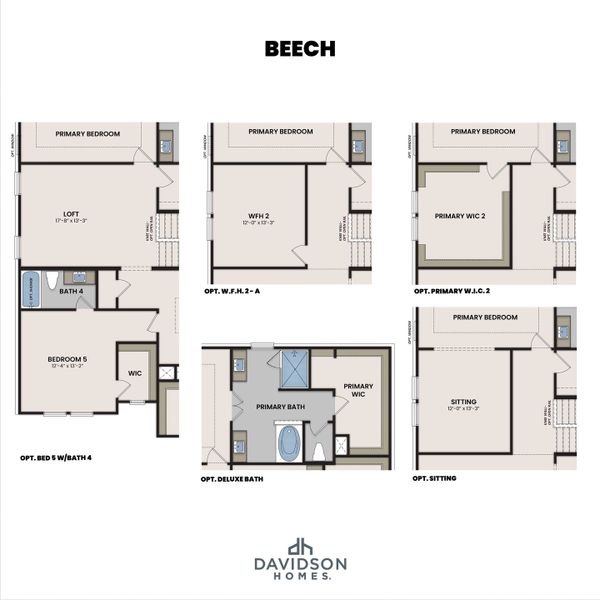 2D floor plan layout for the The Beech H-BF by Davidson Homes LLC in Bradshaw Farms, Mount Juliet, TN (Image 4).