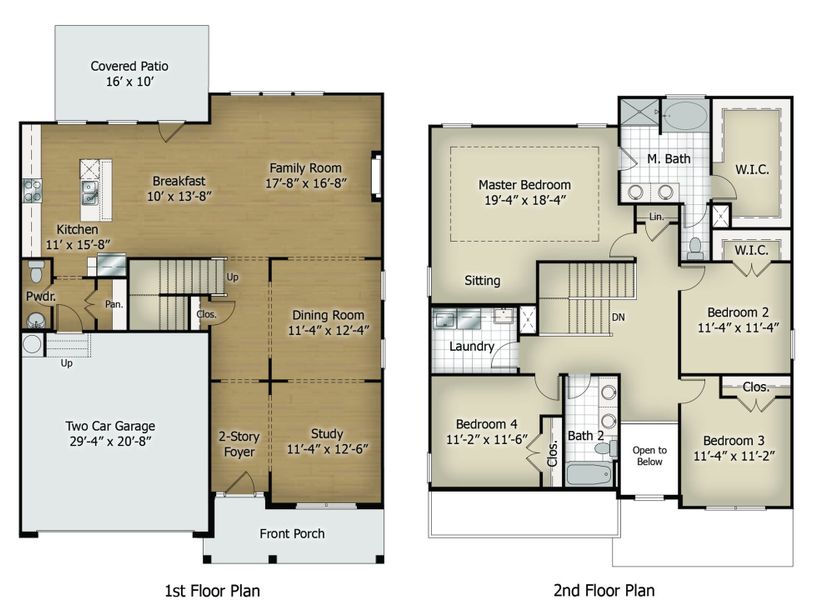 2D floor plan layout for the Inwood by McKinley Homes in Mulberry Summit, Flowery Branch, GA (Image 3).