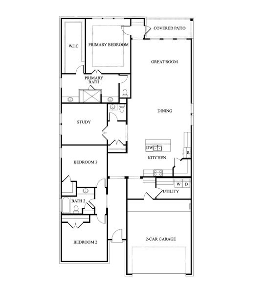 2D floor plan layout for the Avery by New Home Co. in Marvida, Cypress, TX (Image 3).