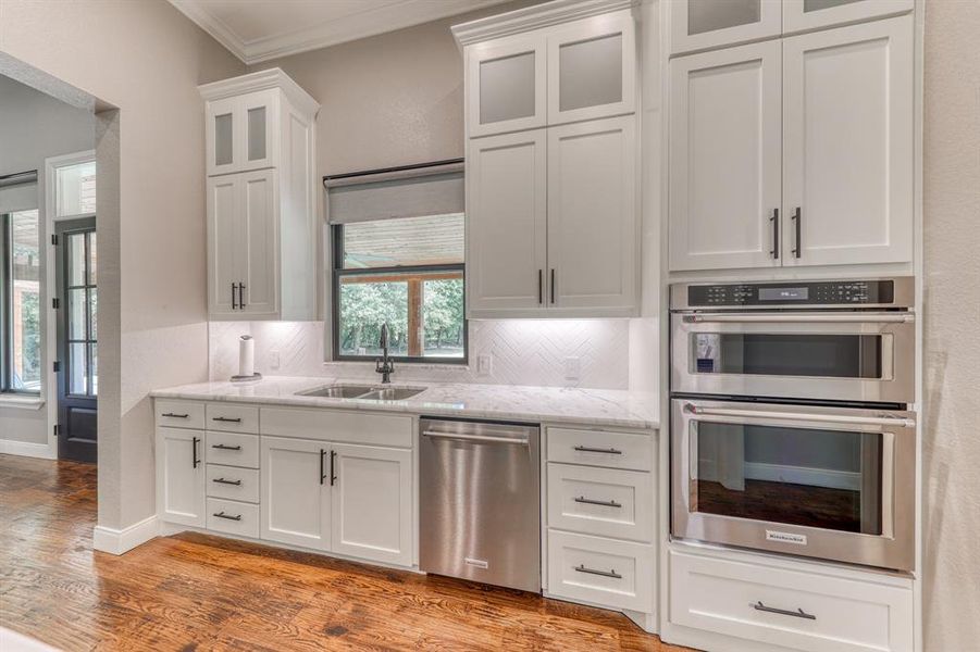 Great view of your backyard from the sink with granite counter tops