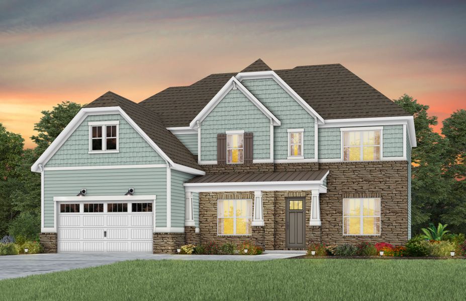 Representative exterior photo of a completed home built from the Worthington by Pulte Homes in The Retreat at Carolina Ridge, Harrisburg, NC (Image 21).