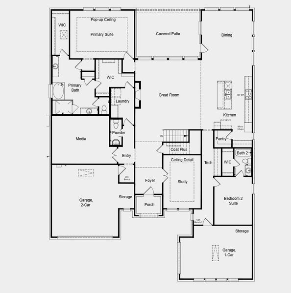 2D floor plan layout for the Kingston by Taylor Morrison in The Ranch at Uptown Celina 70s, Celina, TX (Image 5). 2D floor plan layout for the Kingston by Taylor Morrison in The Ranch at Uptown Celina 70s, Celina, TX (Image 5).