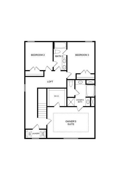 2D floor plan layout for the The Bradshaw II by Direct Residential Communities in Neely Farm, Covington, GA (Image 4).