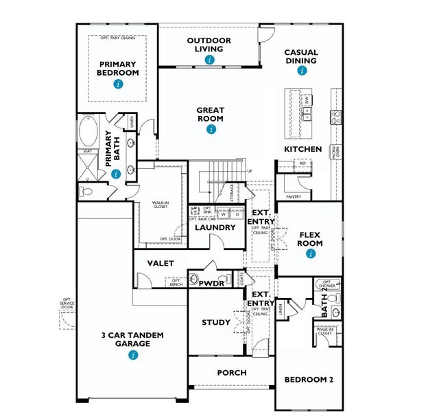 2D floor plan layout for the 5072 by Shea Homes in The Grand Prairie 60', Hockley, TX (Image 4).