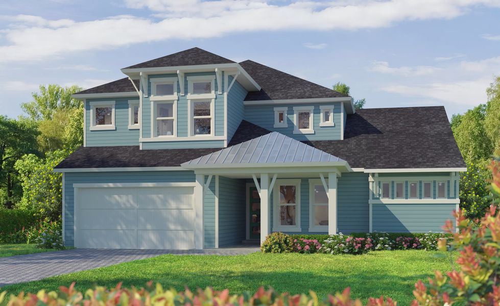 Representative exterior photo of a completed home built from the Palos Verdes by ICI Homes in Weslyn Park at Sunbridge, St. Cloud, FL (Image 4).