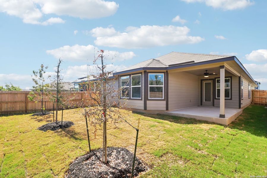 Exterior details and patio area of a home in Estancia Ranch - Premier Series, San Antonio (Image 3).