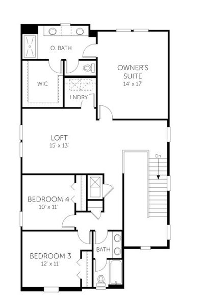 2D floor plan layout for the Vero - 40' Homesites by Dream Finders Homes in Diamond Springs, Jacksonville, FL (Image 6).