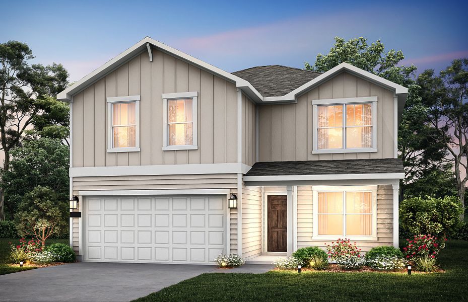 The Enloe, a two-story home with 2-car garage, shown with Home Exterior HC103