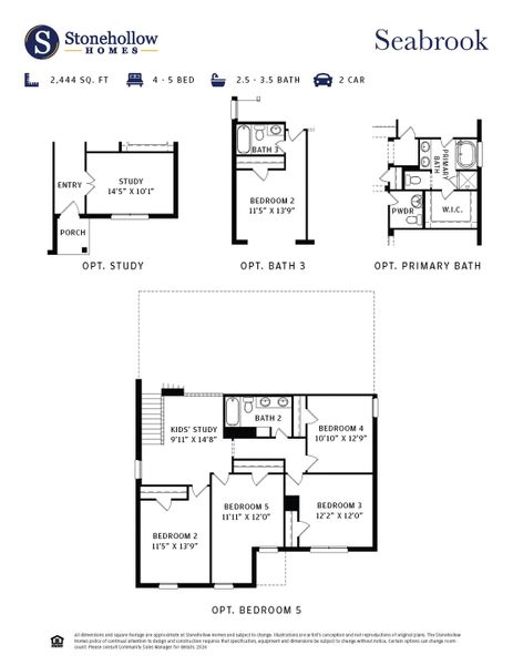 2D floor plan layout for the Seabrook by Stonehollow Homes in Heritage Grove, Blue Ridge, TX (Image 25).