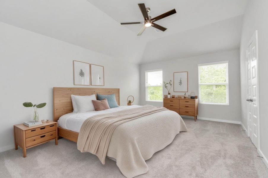 Virtually Staged - Primary Bedroom. Sample photo of completed home with similar floor plan. Actual colors and selections may vary.