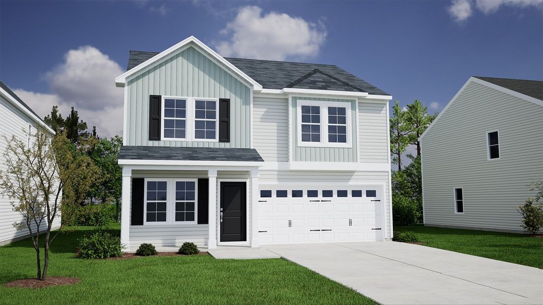 Front exterior of a new home in Ellington, Elgin, SC, highlighting curb appeal (Image 1). Front exterior of a new home in Ellington, Elgin, SC, highlighting curb appeal (Image 1).