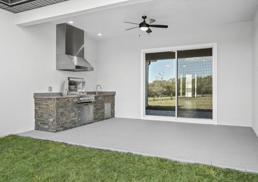 Covered outdoor kitchen.