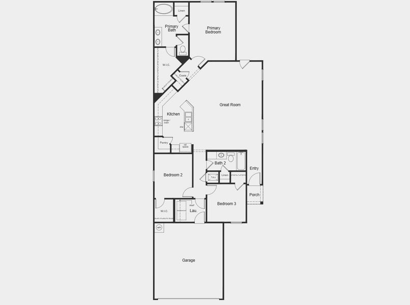2D floor plan layout for the 1549 by KB Home in Madera Trails, New Caney, TX (Image 3).